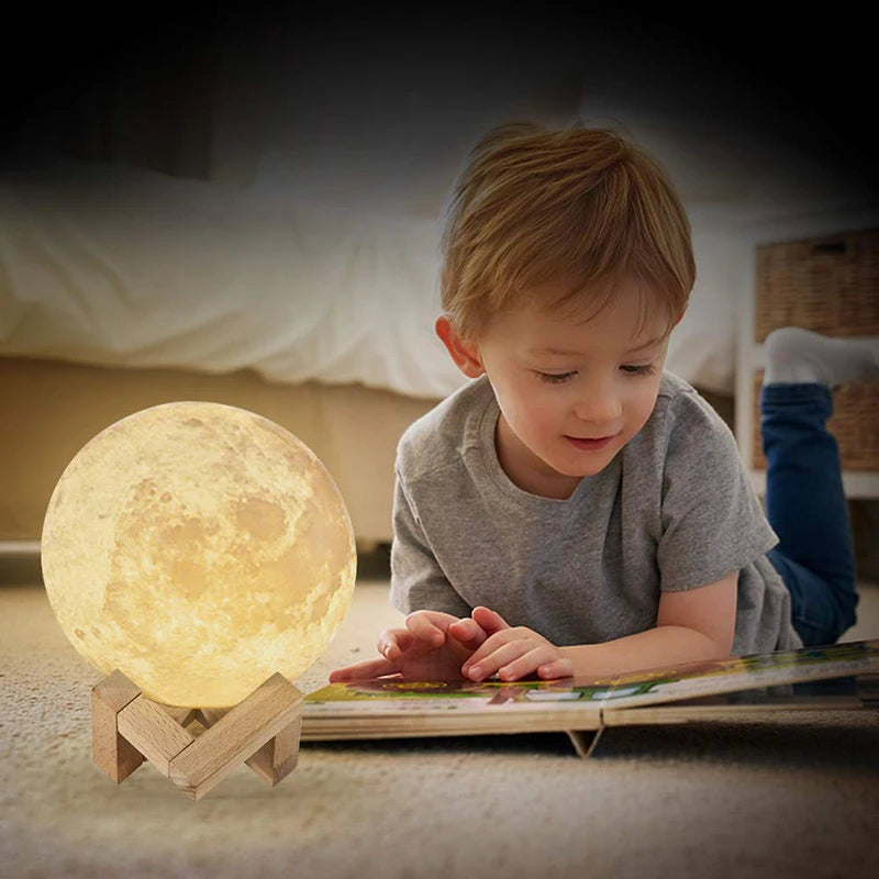 3D Moon Lamp – Rechargeable Touch LED Light